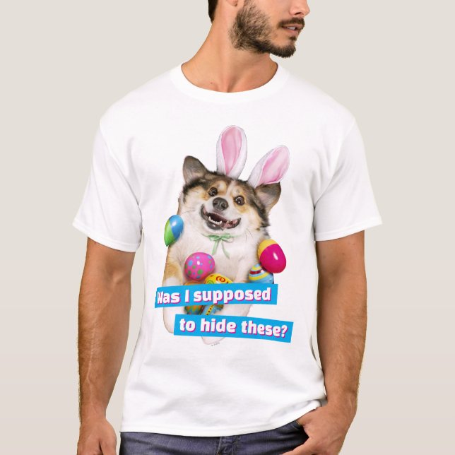 Dog Laying on Easter Eggs T-Shirt (Front)