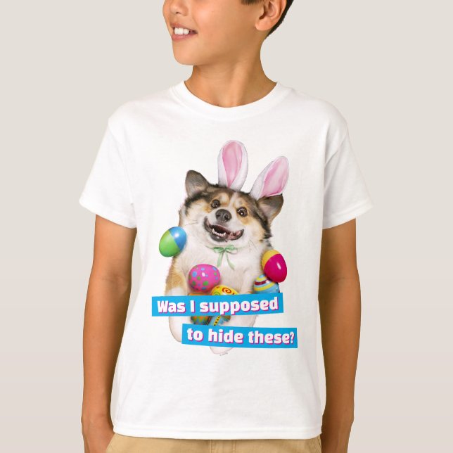 Dog Laying on Easter Eggs T-Shirt (Front)