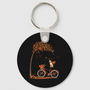Dog Leaf Fall Autumn Cycling Fun Golden Retriever Keychain