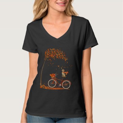 Dog Leaf Fall Autumn Cycling Funny Labrador retrie T-Shirt