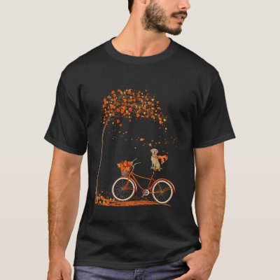 Dog Leaf Fall Autumn Cycling Funny Labrador retrie T-Shirt