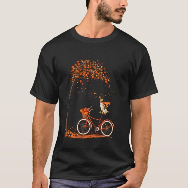 Dog Leaf Fall Autumn Cycling  German Shepherd T-Shirt (Front)