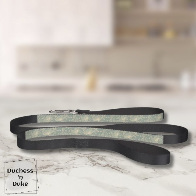 Dog Leash - Sage Green Botanical, Personalized   (Personalized Sage Green Botanical Dog Leash)