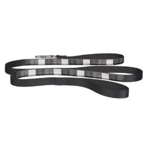 Dog Leash XMAS Truck Baffalo Plaid Black White Chr