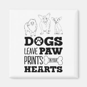 Dog Leaves Paw Prints on your heart Cute Puppy Ske Magnet