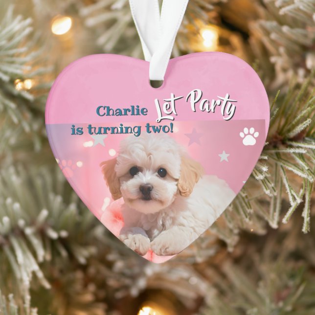 Dog Let's Party Birthday  Ornament (Tree)