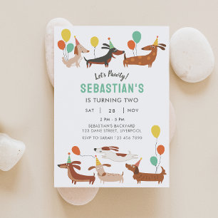 Dog Let's Pawty Birthday Invitation