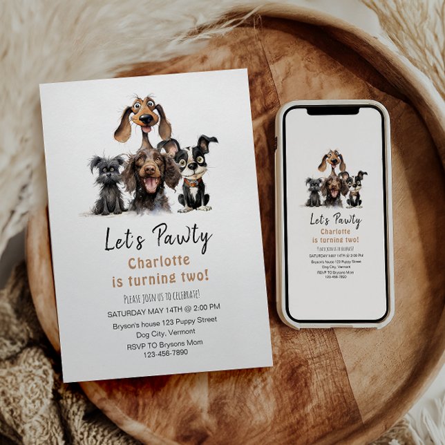 Dog Let's Pawty Birthday Invitation (Creator Uploaded)