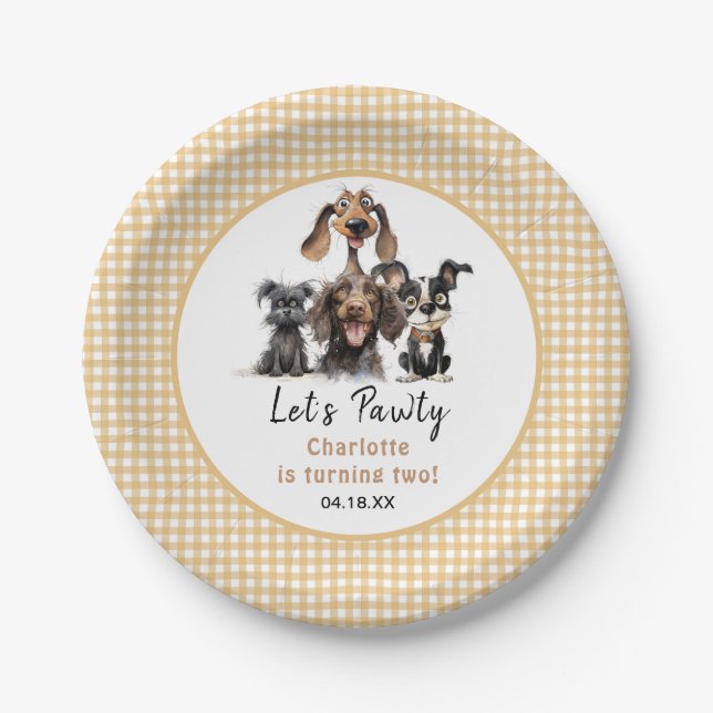 Dog Let's Pawty Birthday Paper Plates (Front)