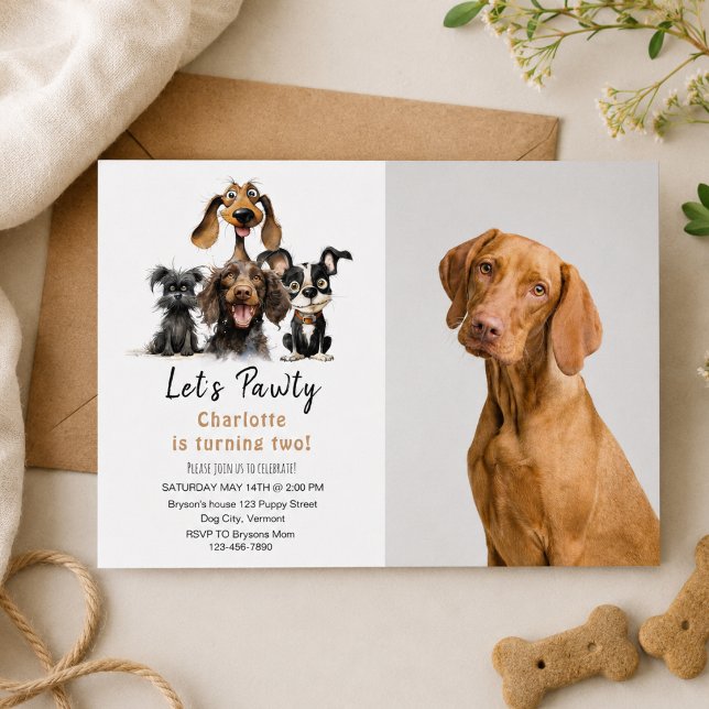 Dog Let's Pawty Birthday photo Invitation (Dog Let's Pawty Birthday photo Invitation)