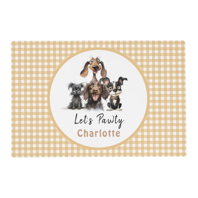 Dog Let's Pawty Birthday Placemat (Front)