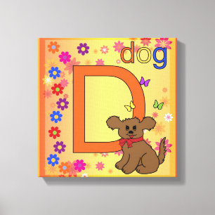 Dog Letter D Wrapped Canvas Print