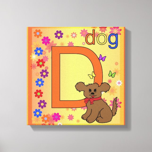 Dog Letter D Wrapped Canvas Print (Front)