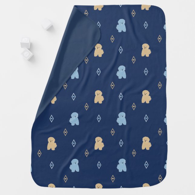 Dog Lhasa Apso pattern blue background Baby Blanket (In Situ)
