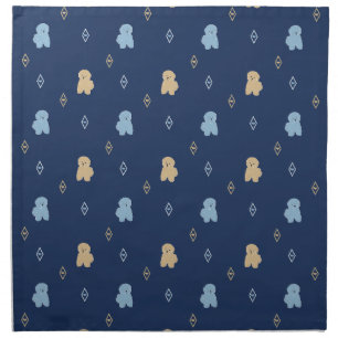 Dog Lhasa Apso pattern blue background Cloth Napkin