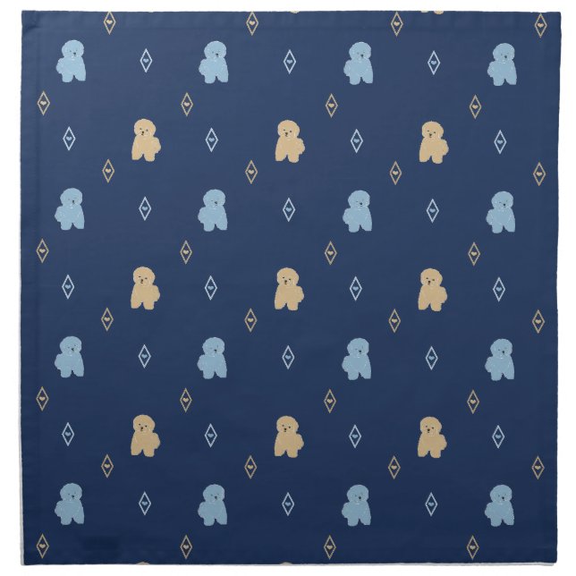 Dog Lhasa Apso pattern blue background Cloth Napkin (Front)
