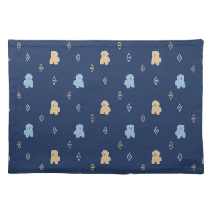 Dog Lhasa Apso pattern blue background Cloth Placemat