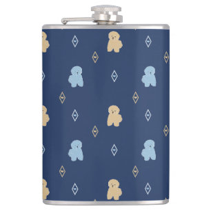 Dog Lhasa Apso pattern blue background Flask
