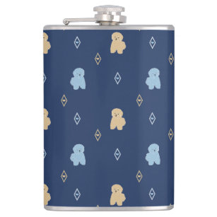 Dog Lhasa Apso pattern blue background   Flask