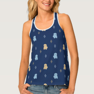 Dog Lhasa Apso pattern blue background Tank Top