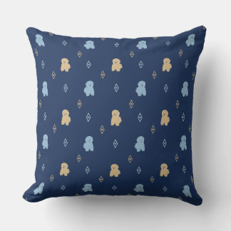 Dog Lhasa Apso pattern blue background Throw Pillow