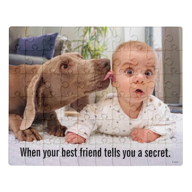 Dog Licking Baby's Ear Jigsaw Puzzle (Puzzle Horizontal)