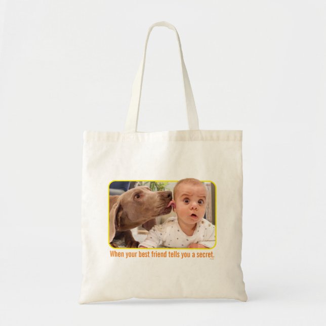 Dog Licking Baby's Ear Tote Bag (Front)