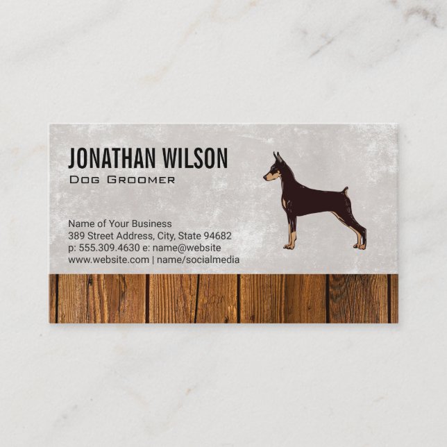 Dog Logo and Wood Trim Business Card (Front)
