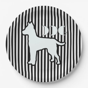 Dog Logo Black Stripe Paper Plates