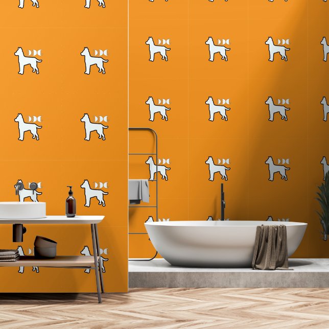 DOG Logo Orange White Pet  Wallpaper (Bathroom)