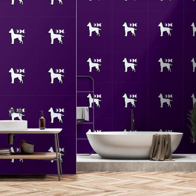 DOG Logo Purple White Pet  Wallpaper (Bathroom)
