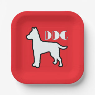 Dog Logo Red Paper Plates