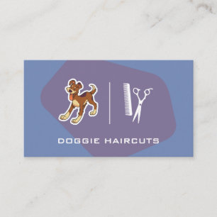 Dog Logo Scissors Groomer Business Card