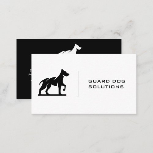 Dog Logo  Simple Black White Business Card
