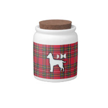 Dog Logo Treats Red Plaid Jar 