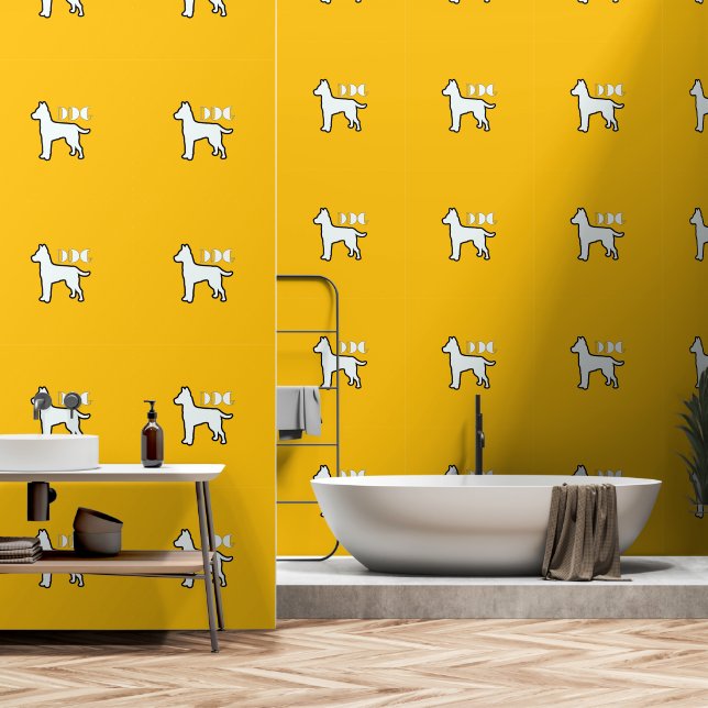 DOG Logo Yellow White Dog Pet  Wallpaper (Bathroom)