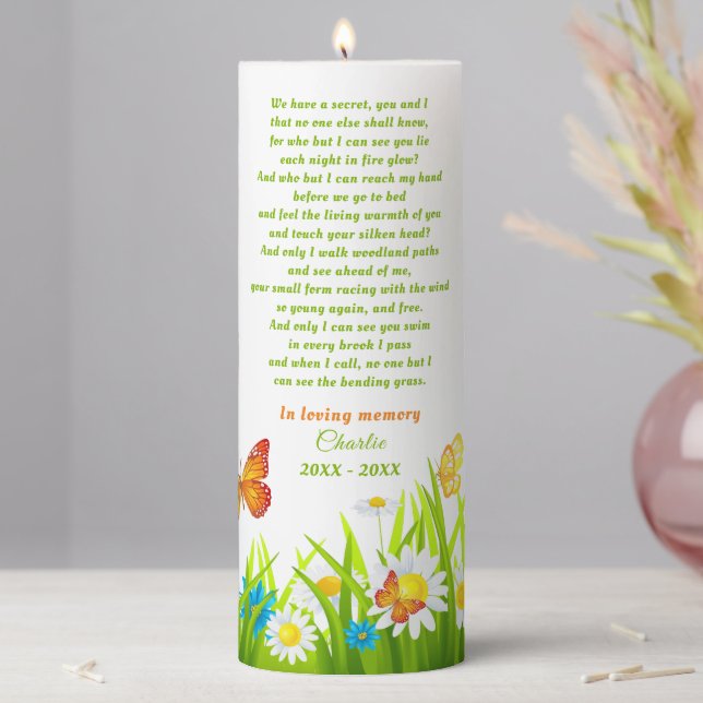 Dog Loss Poem, In Loving Memory, Personalized Pillar Candle (In Situ)