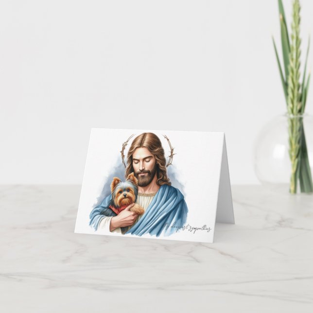  Dog Loss Sympathy-Jesus with Yorkie  Card (Front)