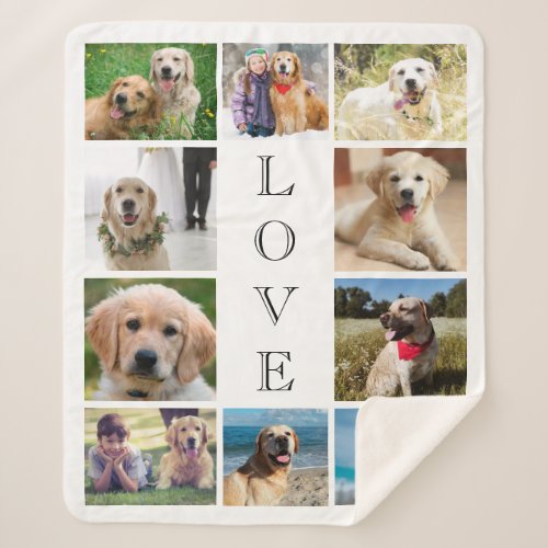 Dog Love 10 Photo Collage Sherpa Blanket