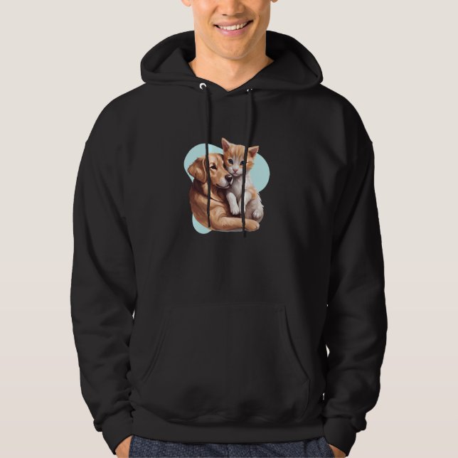 Dog Love Cat Forever - National Friendship Day Hoodie (Front)