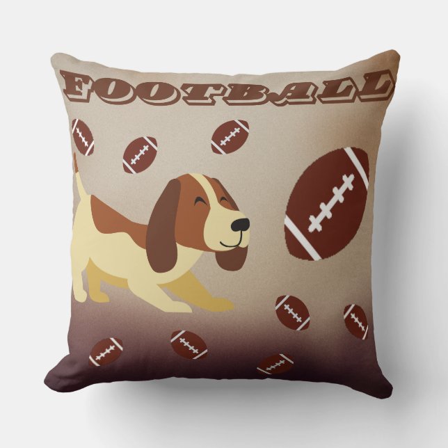 Dog love football throw pillow (Front)