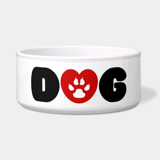 Dog Love Heart Bowl (Front)