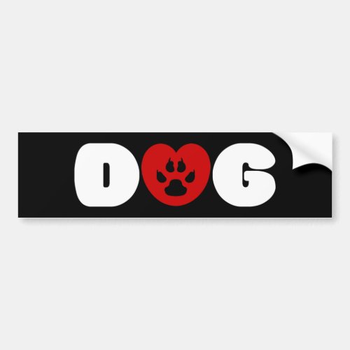 Dog Love Heart Bumper Sticker