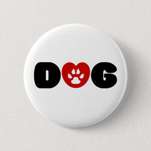 Dog Love Heart Button