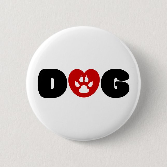 Dog Love Heart Button (Front)