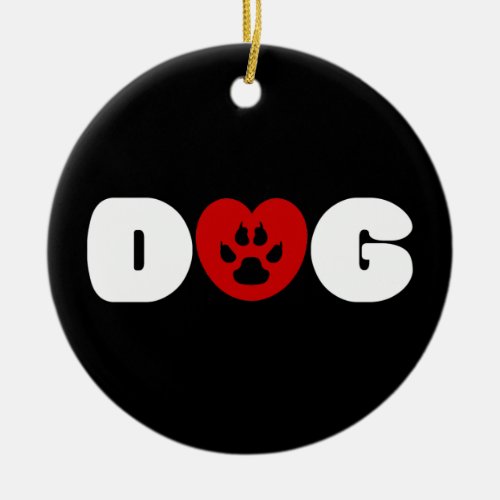 Dog Love Heart Ceramic Ornament