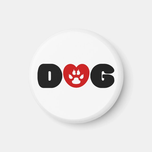 Dog Love Heart Magnet (Front)