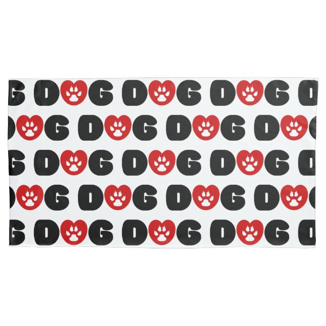 Dog Love Heart Pillow Case (Front-Left)