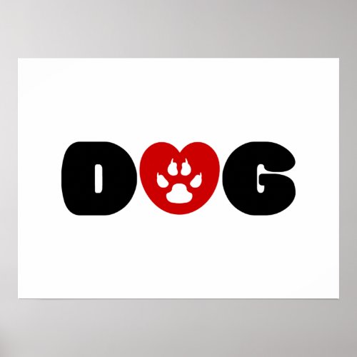 Dog Love Heart Poster