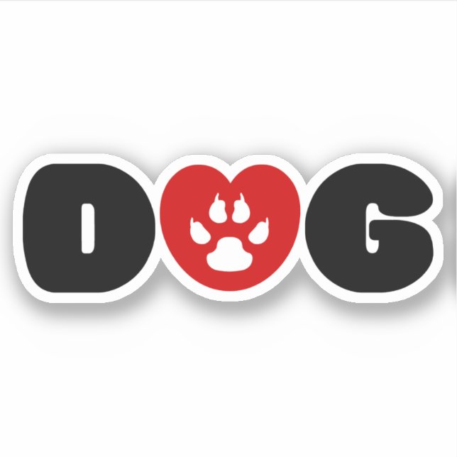 Dog Love Heart Sticker (Front)
